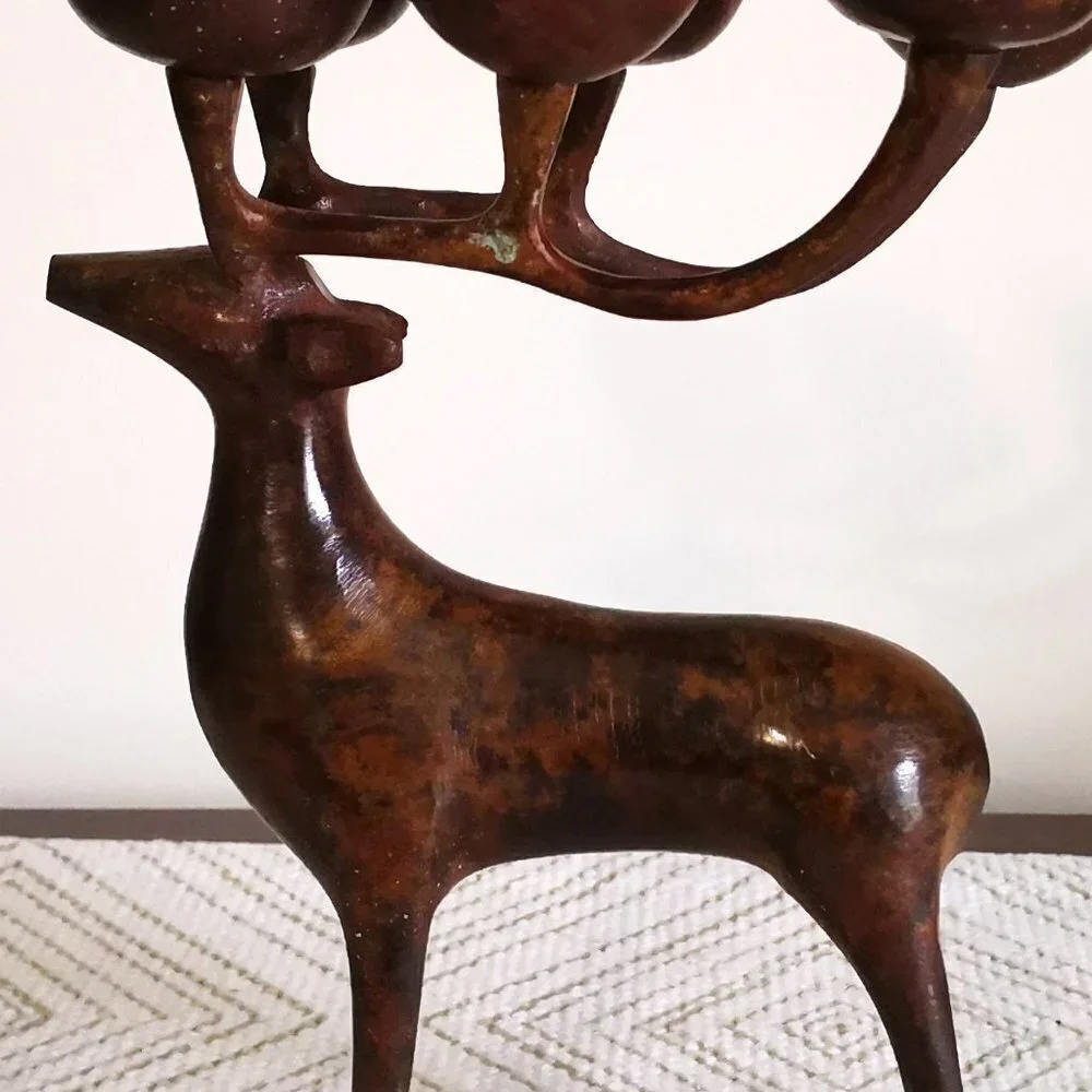 Solid Brass‎ Deer Candle Holder, Hold Six Candles 8
